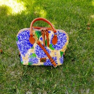 Dooney & Bourke Purple Hydrangea Zip-zip Sachel Like New!